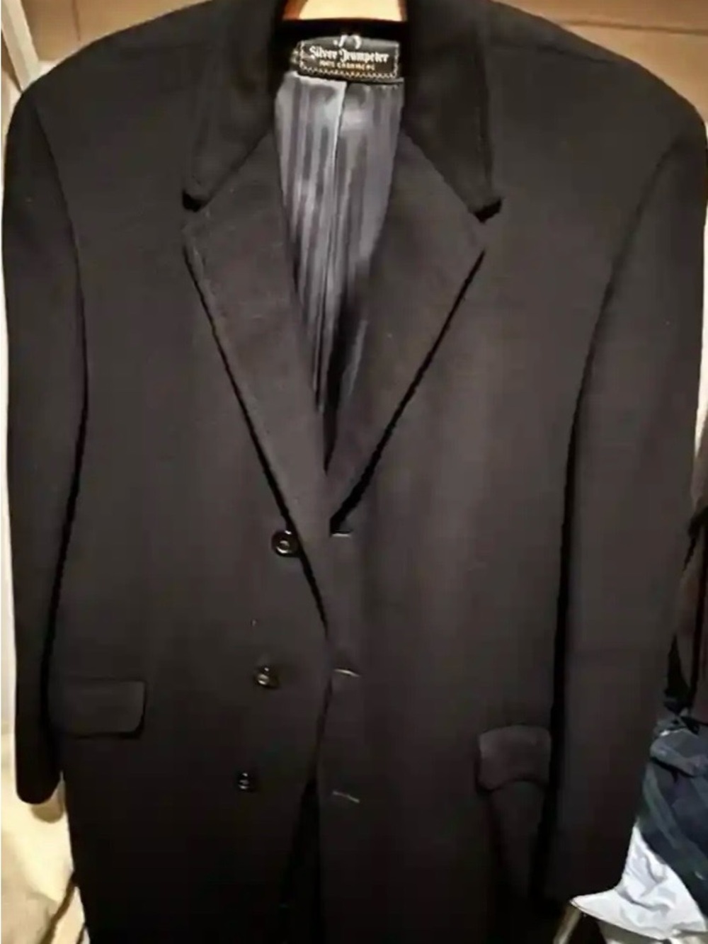 Hart Schaffner Marx - Men's Black Cashmere and Silk - Single-breasted Overcoat